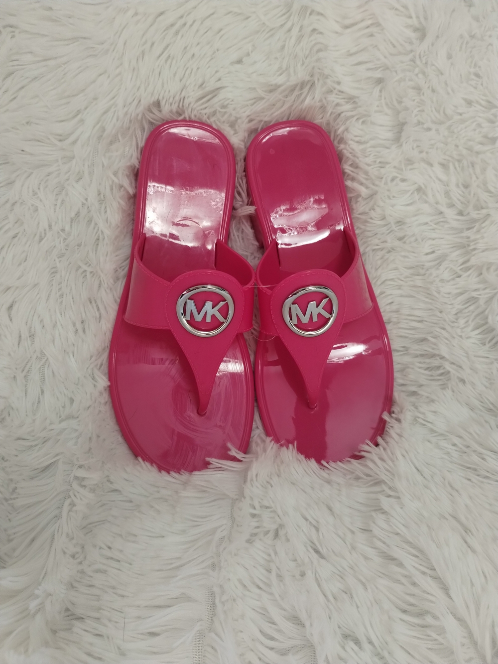 Michael Kors Pink Jelly Logo Thong Sandals